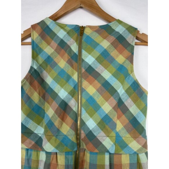NorthStyle Womens Multicolor Plaid Sleeveless Dress Sz 6 Linen Blend Back Zipper - Picture 12 of 13